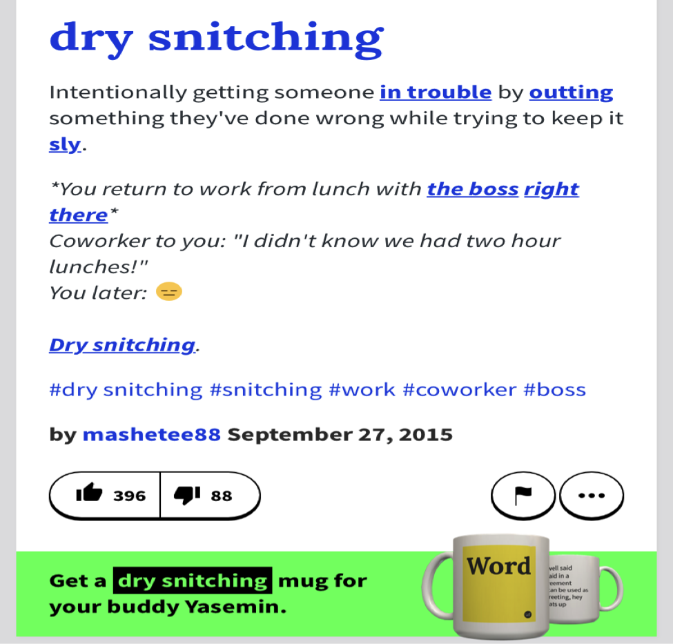 Urban Dictionary - dry snitching 